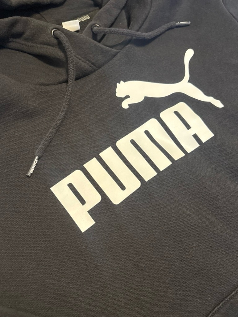 Kids Black Hoodie with White Puma Logo